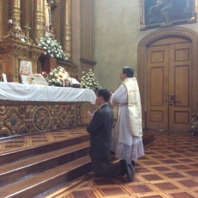 Celebrando en el santuario de la virgen del buen suceso Quito Ecuador